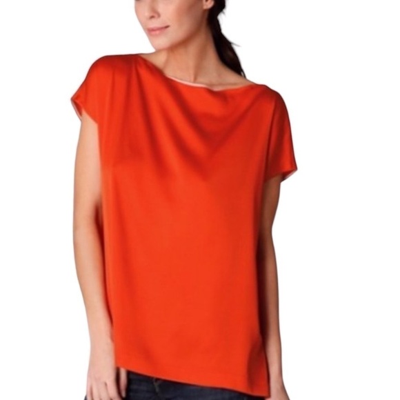 VINCE Silk Keyhole Button Back Blouse Top Size XS in Orange - Picture 14 of 14
